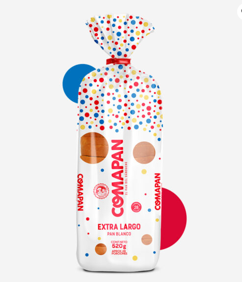 Pan tajado Comapan blanco extralargo x 520 gr aprox 28 tajadas