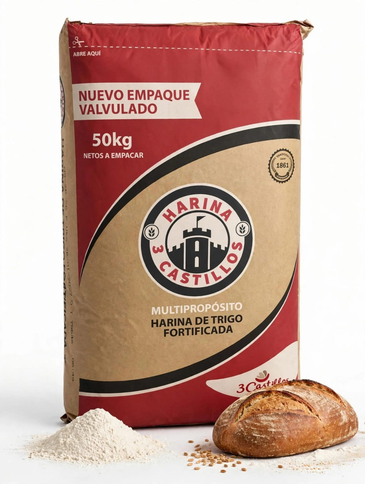 Harina de trigo tres castillos 50 kg