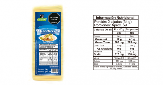 Queso Mozarella : bloque x 2 kg tajado