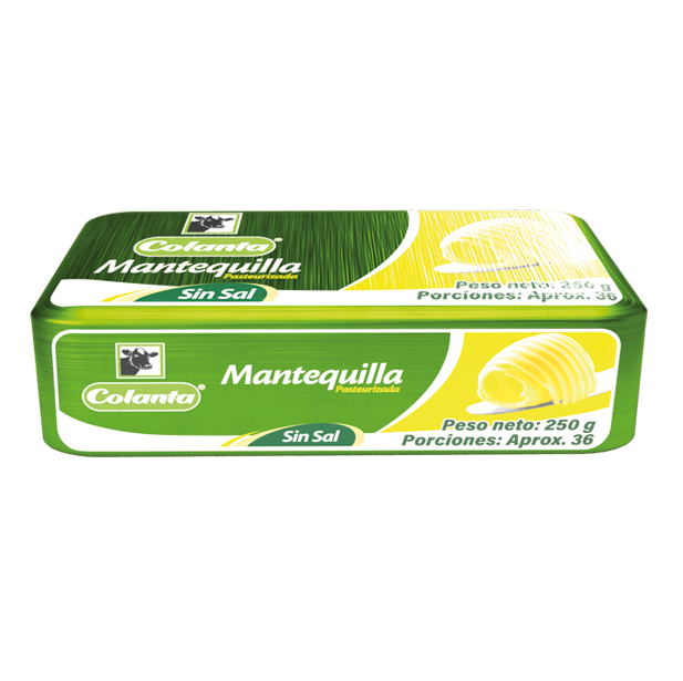 Mantequilla colanta sin sal barra x 250 gr