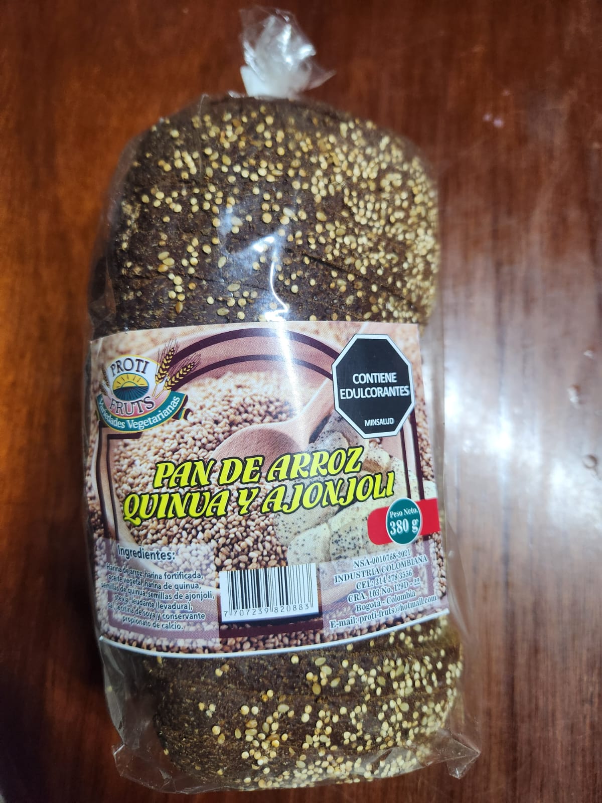 Pan de arroz, quinua y ajonjolíI X 380Gr(16 tajadas aprox)