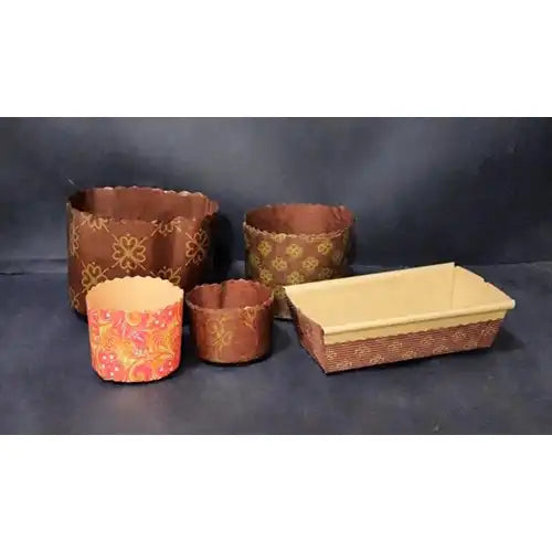 Molde para Paneton redondo y rectangular: 250 g paq x 5 und