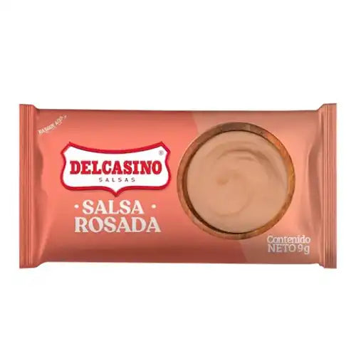 Salsa rosada: DelCasino paquete x 100 sobres de 8 gr