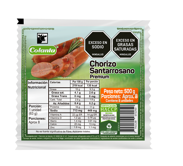 Chorizo Santarrosano Colanta