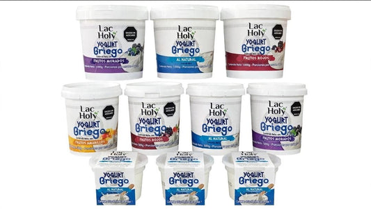 Yogurt griego Lac Holy con dulce de frutos amarillos, rojos, morados o natural