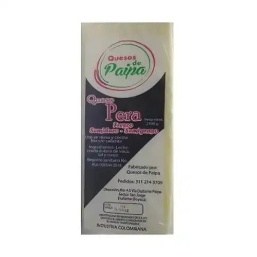 Queso pera tajado bloque x 2.5 kg